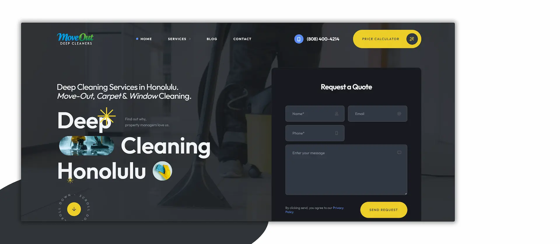 MoveOut Deep Cleaners website shown on desktop and mobile devices