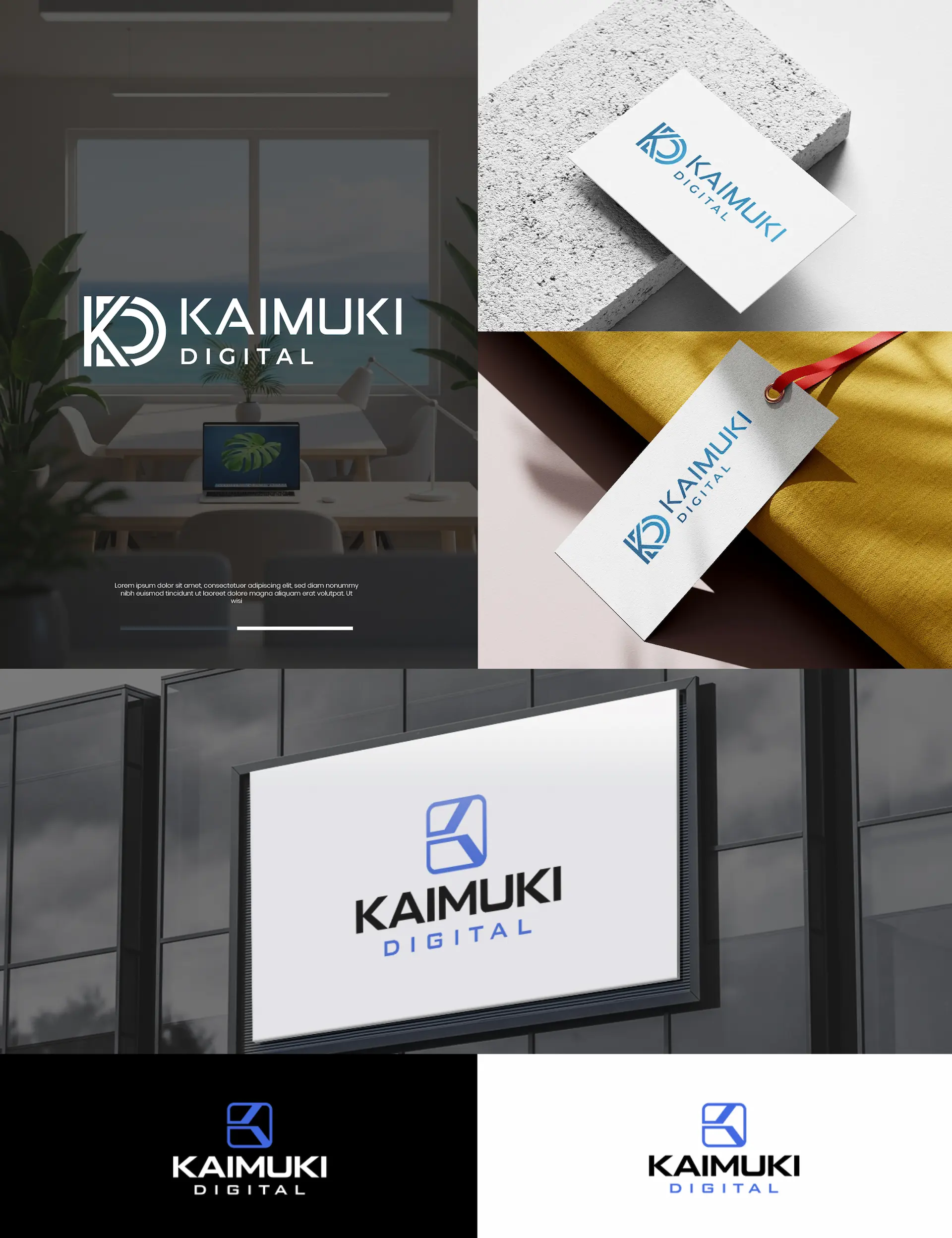 Example of a cohesive brand identity designed by Kaimuki Digital, including logo, color palette, and visual elements.